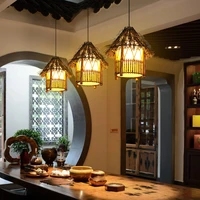 chinese style bamboo chandelier lantern lamp restaurant idyllic countryside lamp tea room pot restaurant lamp