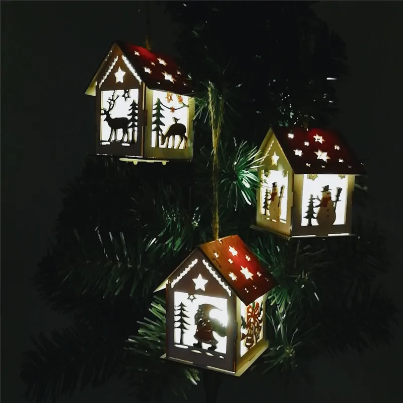 christmas decorations luminous cabin snow house christmas tree decoration diy2022 new year gift window decoration free global shipping