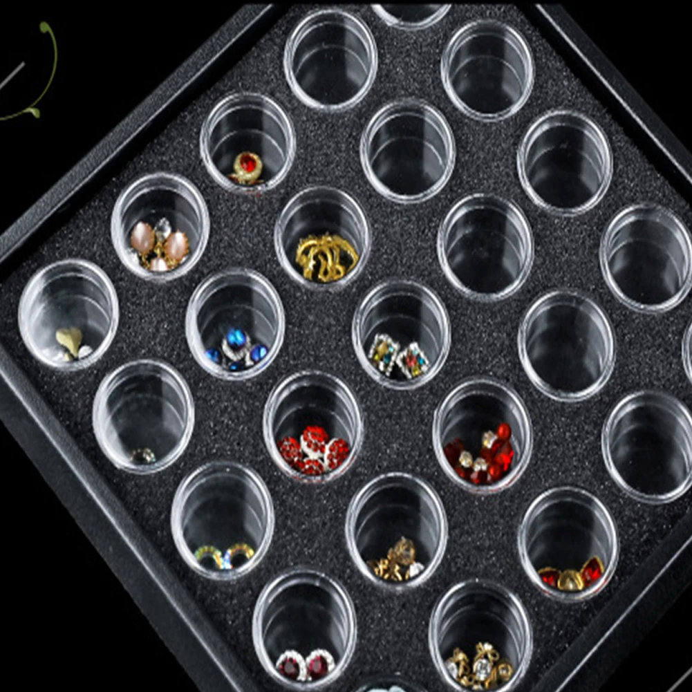 

hot 25/50 High quality PVC Grids Nail Tips Jewelry Powder Rhinestones Tools Storage Box Case Holder