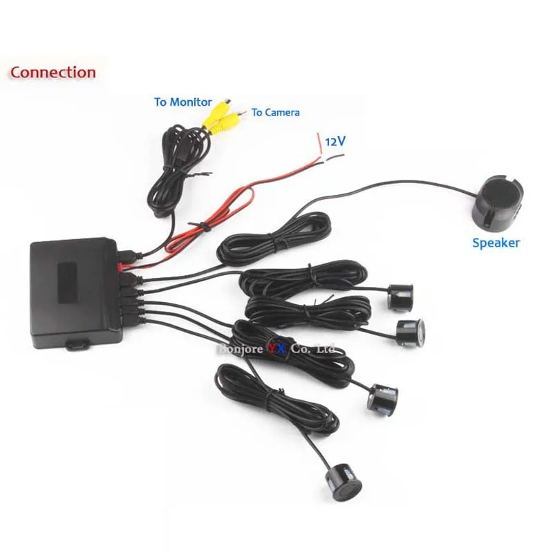 

Koorinwoo Ultrasonic Car Parking Sensors Set 4 Alert Adjust Parkmaster Car Monitor + Camera Rear view Back up For Parking System