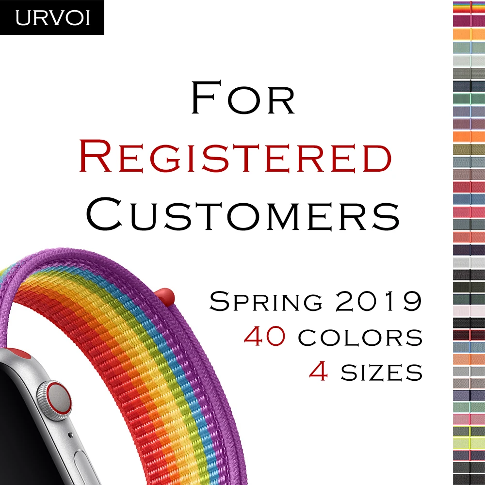 URVOI Sport loop для apple watch series 4 5 3 2 1 Ремешок светоотражающий ремешок iwatch двухслойный
