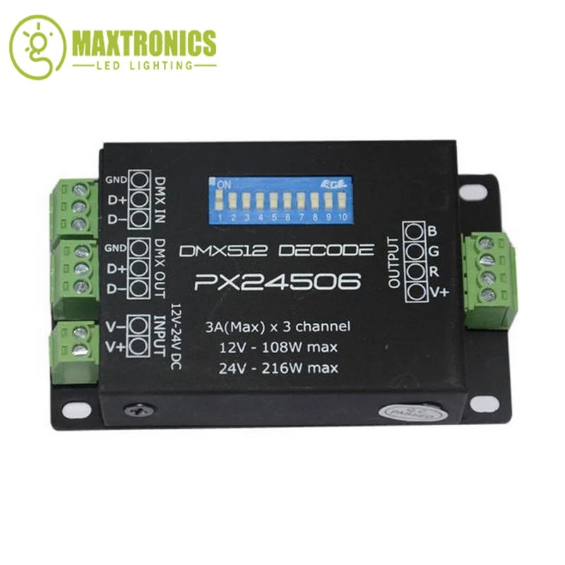 Оптовая цена PX24506 DMX драйвер декодера 3X3A 512 RGB светодиодный контроллер 12 В ~ 24