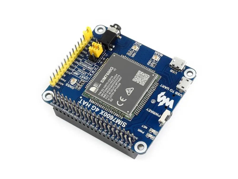 Шляпа Waveshare для Raspberry Pi 4G/3G/2G/GSM/GPRS/GNSS на базе сети LTE CAT4 глобальная версия |