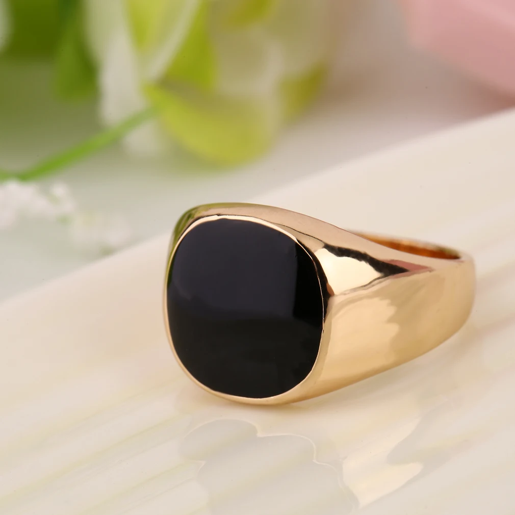 Металлическое кольцо из нержавеющей стали камень черный оникс обручальное |