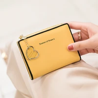 new women wallets zipper love pendant pu leather coin purse mini key chain small wallet multi card bit card holder card holder