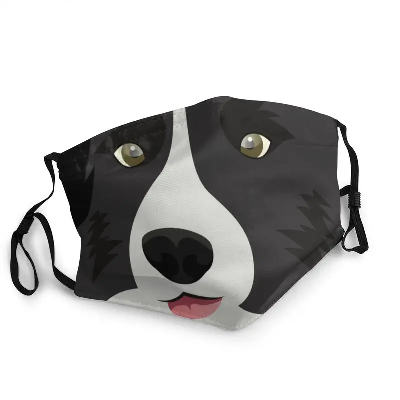 

Border Collie Dog Washable Mouth Face Mask Adult Cartoon Dog Mask Anti Dust Haze Protection Cover Respirator Muffle