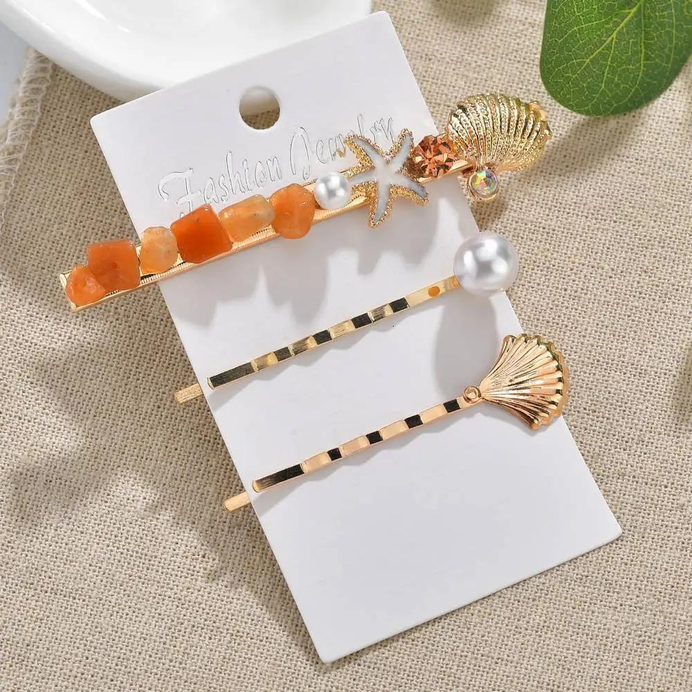 Модные заколки в виде ракушек стиле бохо для волос форме морской звезды ручной