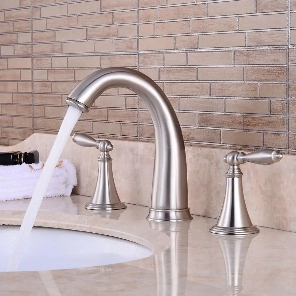 Vidric 3 отверстия широкое Ванная комната раковина кран на бортике с двойной ручкой