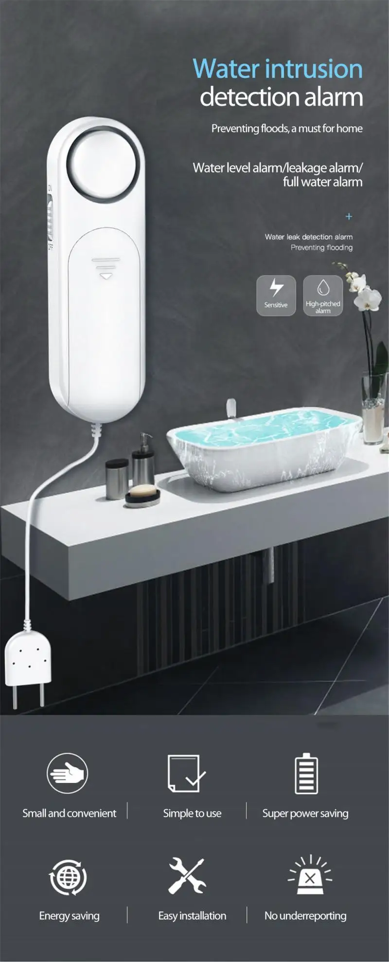 120dB наводнения Бытовая умный дом полная система обнаружения утечки воды