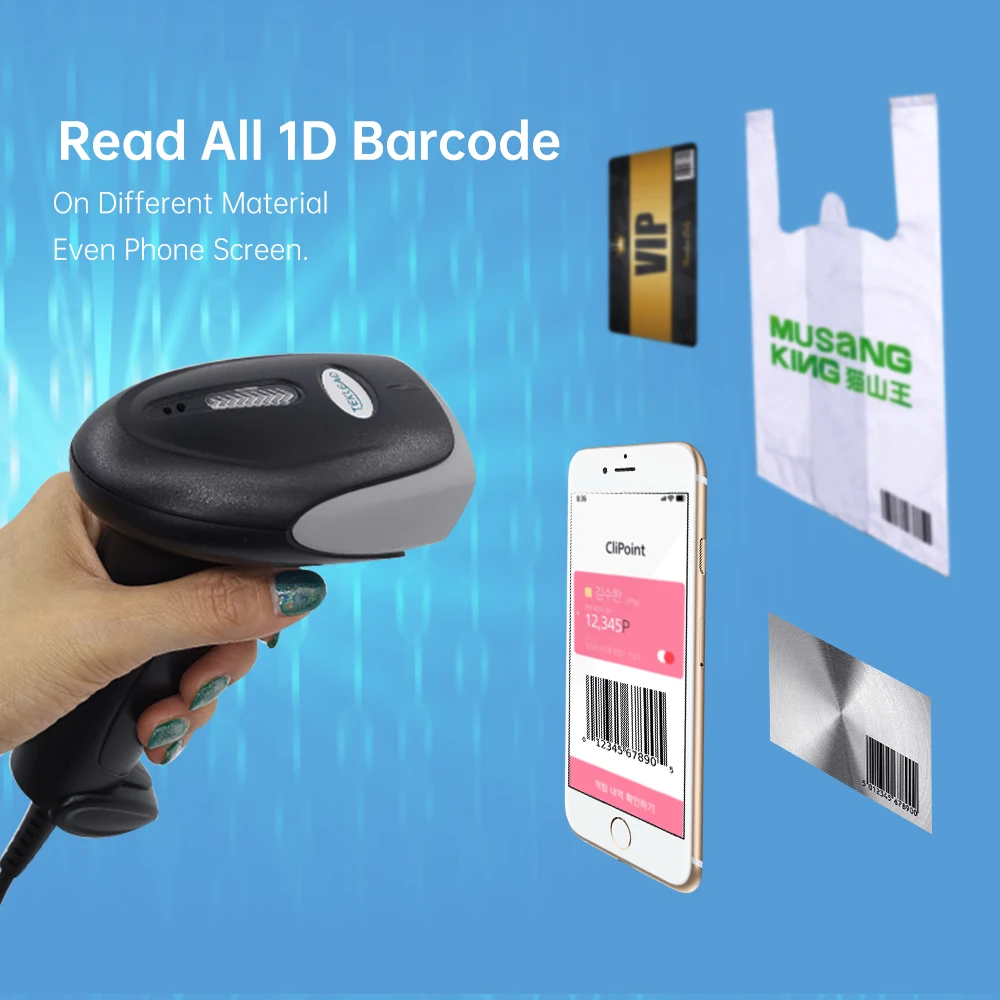 Фото USB проводной CCD 2,4G Bluetooth сканер штрих-кода автоматическое сканирование 1D 2D QR-считыватель штрих-кода для мобильной оплаты №4
