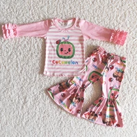 infants icing ruffler shirts and bell pants set baby girl cute cartoon outfit toddlers long sleeve clothes