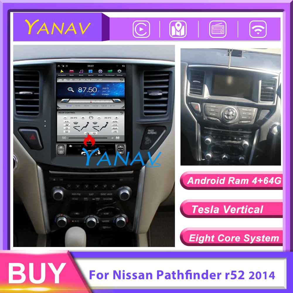 

Автомагнитола Android, мультимедийный плеер с вертикальным экраном для Nissan Pathfinder r52 2014, автомобильная стереосистема, видео, GPS-навигатор, плеер