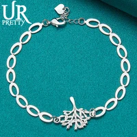 urpretty 925 sterling silver small tree chain bracelet for man women wedding engagement party jewelry