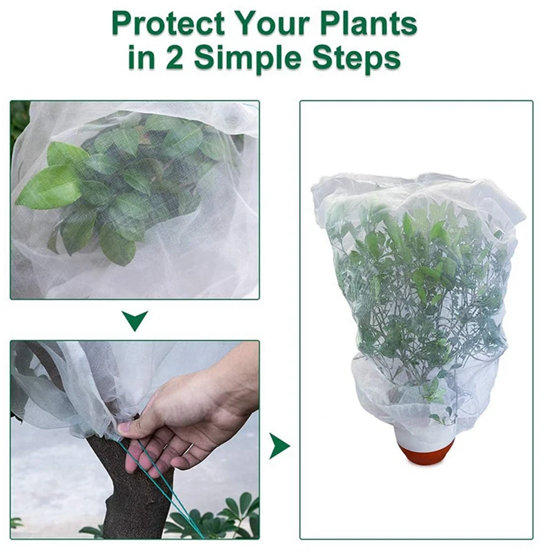 

5 Pcs Garden Plant Protection Nets with Rope, Tomato Protective Cover & 1 Set Faux Green Moss Covered Stones