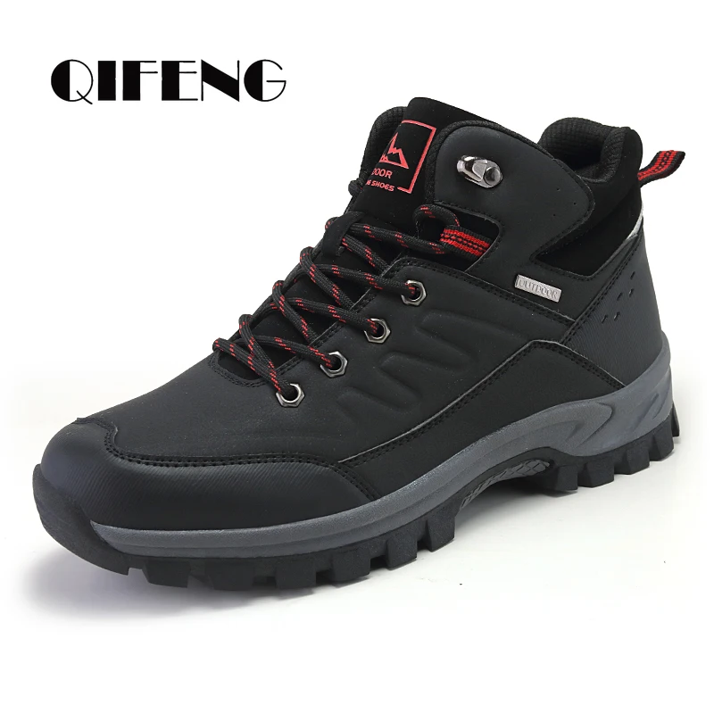 

2021 Men Outdoor Ankle Boots Wear Resisting Trekking Anti Slip Mountain Climbing Sneakers Autumn Black Footwear Winter Cowboy