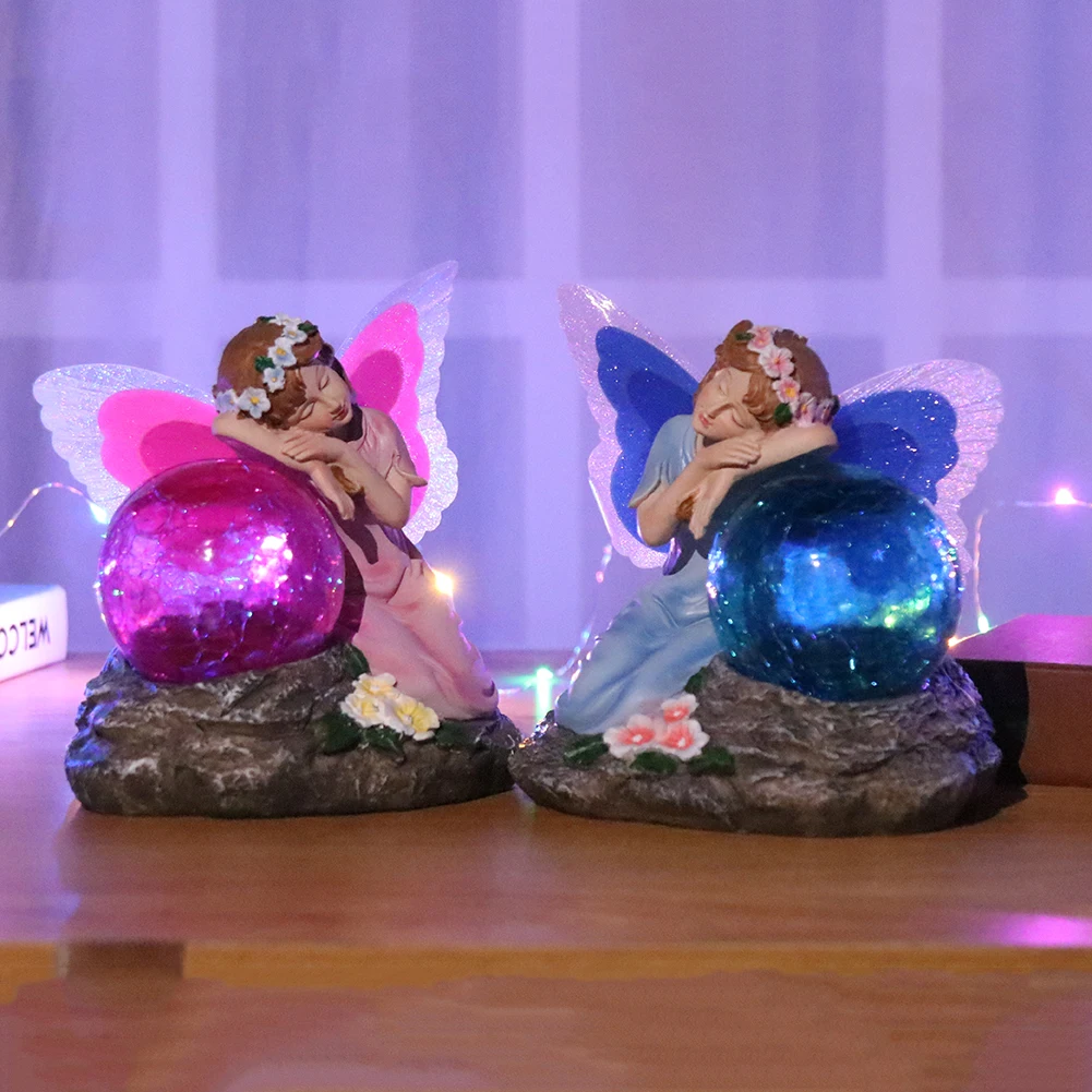 

Statue Landscape Lights Resin Flower Fairy Sculpture Lamp Backyard Courtyard Window Sill Landscape Decoration Night Light