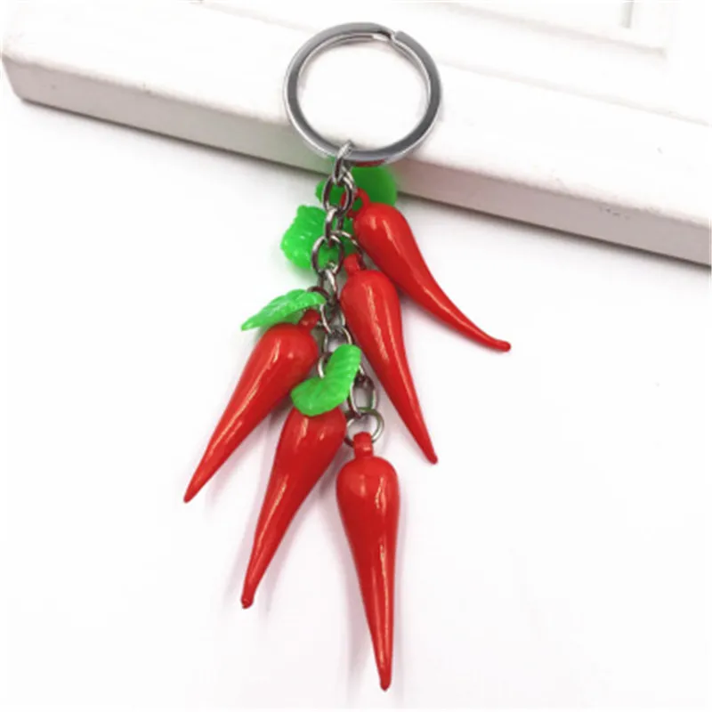 Fashion Keychain Bag Cute Resin Chilli Pendant Creative Chili Key Chain Car Ring Female Jewelry Holiday Gift | Украшения и