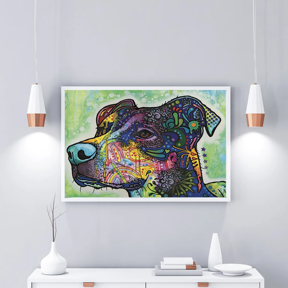 Красочные собаки головы Животные Безрамное DIY Краски ing по номерам Wall Art на холсте