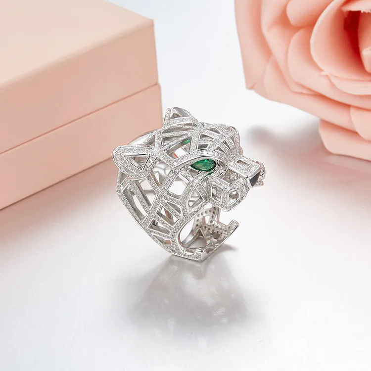 Настоящее серебряное кольцо с пантерой для Для женщин мужчин 925 пробы серебряные