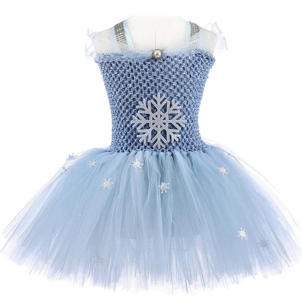 Светильник голубой снежинки Платье принцессы с юбкой-пачкой до колена Длина