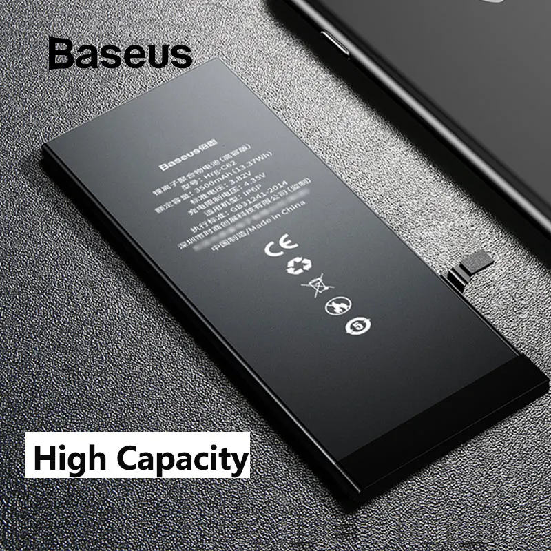 Baseus для iPhone 6, 6s, 6plus, 6s plus, аккумулятор 2200 мА/ч, 3500 мА/ч, высокая емкость, запасная батарея для телефона с бесплатным ремонтным набором инструментов