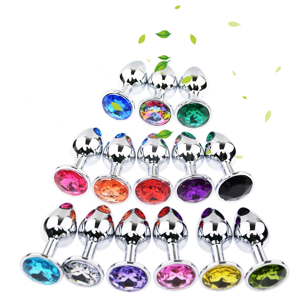 Пробка Анальная маленькая/средняя гладкая металлическая пробка с кристаллом
