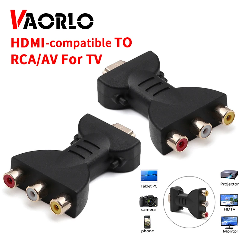 VAORLO AV цифровой сигнал 1080P HDMI-Совместимость с AV/RCA адаптер папа-3 RCA видео аудио