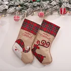 Рождественский Декор, большая клетчатая сумка-чулок, конфетница, украшение для домашней вечеринки, камина, подвеска в виде носка