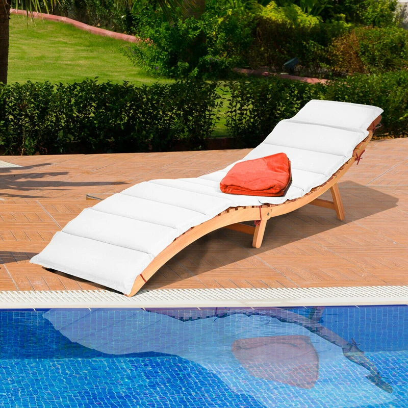 

COSTWAY Folding Eucalyptus Outdoor Patio Lounge Chair HW63881