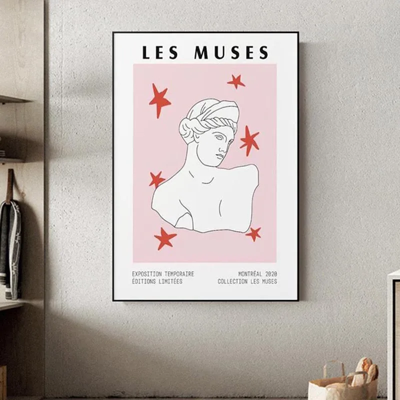 

Greek Goddess Bust Statue Art Artwork Greek Museum Canvas Painting Purple Canvas Painting Aphrodite Pink Red Wall Art