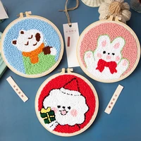 lovely animal punch needle kits for beginner punch needle art diy embroidery kit punch needle kit with yarn rug hooking