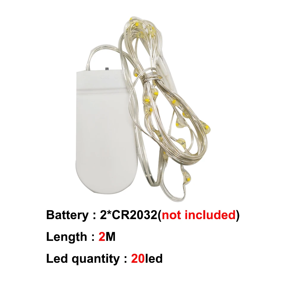 CR2032 Battery-2M Xsky праздничные светодиодные лампы фото зажим Сказочный светильник s 10 светодиодный s светодиодный светильник из медной проволоки t гирлянда вечерние Свадебные Рождественские украшения - Испускаемый цвет: CR2032 Battery-2M