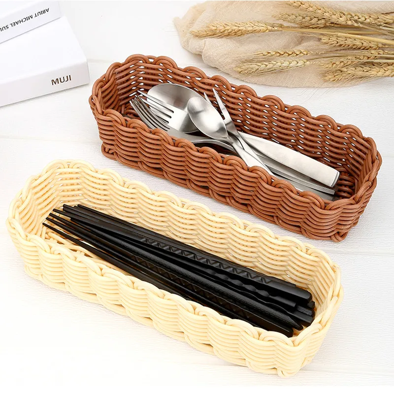 Пластиковая корзина из ротанга посуда корзины прямоугольная плетеная