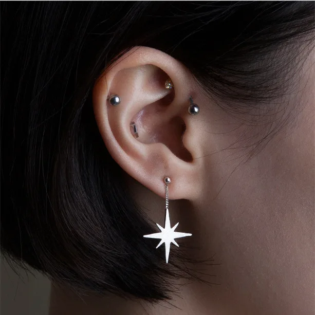 

Серьги-подвески из серебра 100% пробы, в форме звезд, TLE698