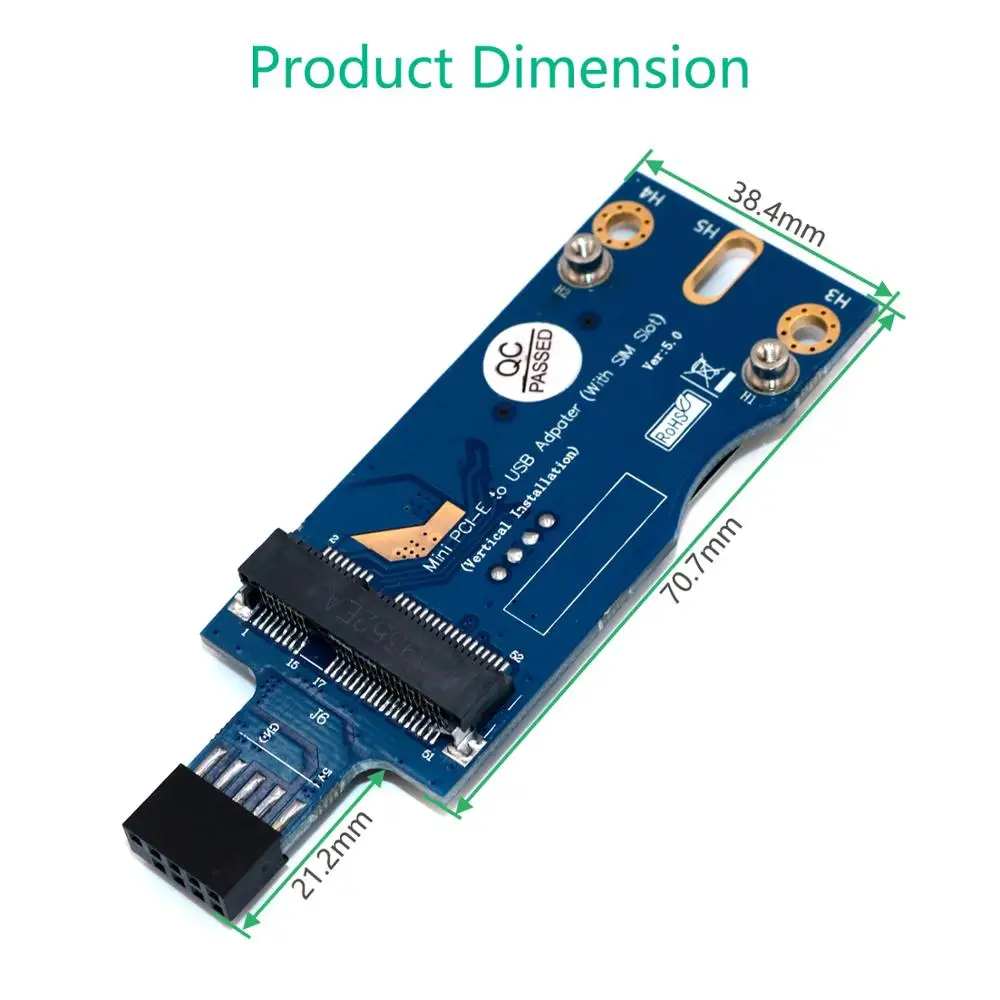 

Адаптер Mini PCI-E-USB со слотом для SIM-карты для модуля WWAN/LTE (вертикальная установка)