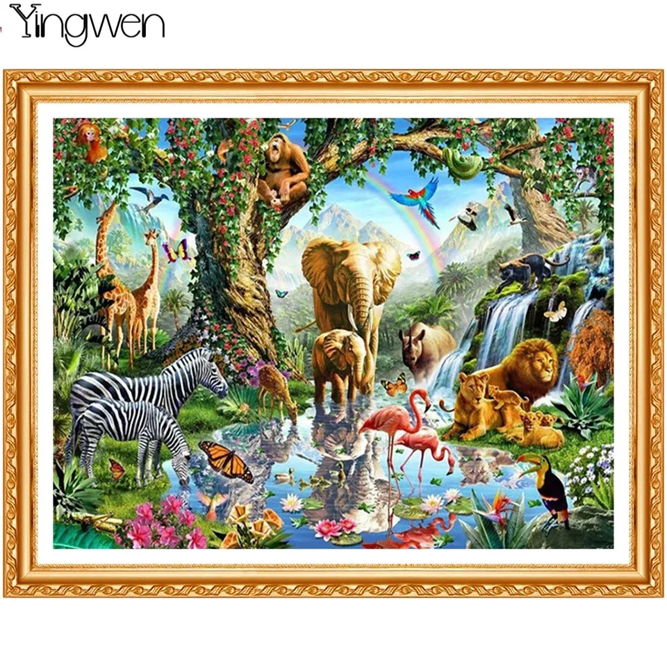 

Animal World DIY Diamond Painting Full Square Round Drill Mosaic Elephant Diamond Embroidery Art Home Decor Gift Drop Shipping