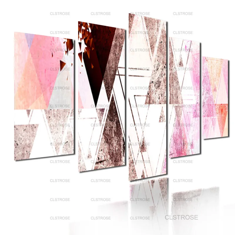 

Geometric Triangle Pink Girl Heart Abstract Art Canvas Painting Home Decoration Posters Customizable Living Room Bedroom Decor