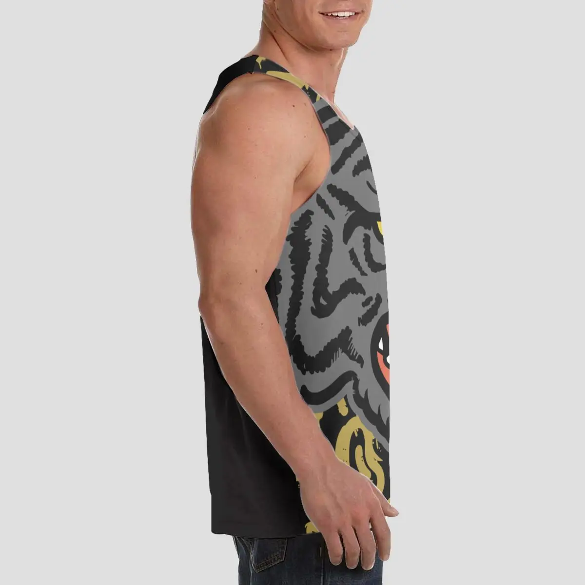 Новая мода рубашки без рукавов майка крутая Мужская рубашка для фитнеса с тигром