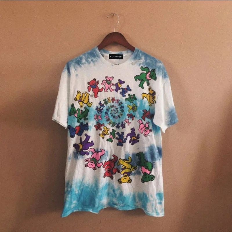 

Summer Tops Streetwear Vintage Cute Bear Print Gothic Large Size Harajuku Women Tie Dye T-Shirts clothing women tops