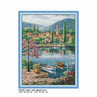 joy sunday stamped cross stitch lake and mountains embroidery needlework kits patterns thread 11ct 14ct printed decor craft sets