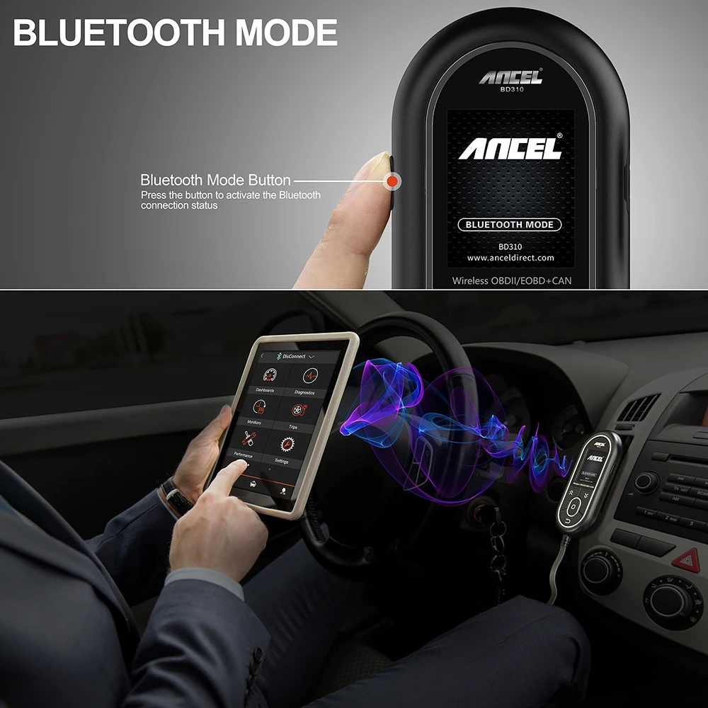 Автомобильный сканер Ancel BD310 OBD2 Bluetooth 3 в 1 устройство для диагностики автомобиля
