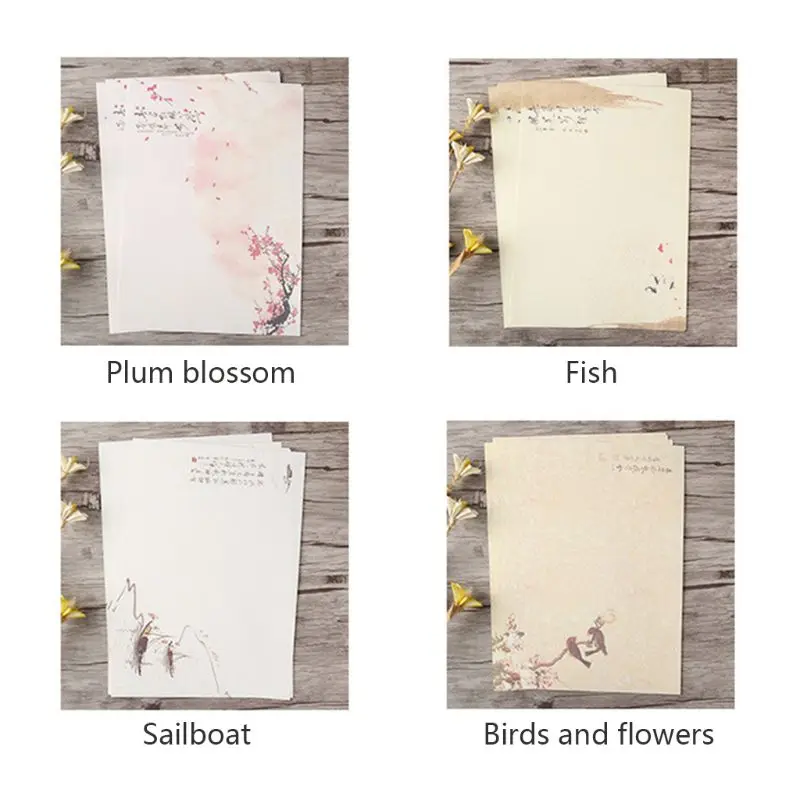 

32 pcs Chinese Style Envelopes Vintage Flowers Decoration Writing Paper Letter Set For Student Office School Supplies