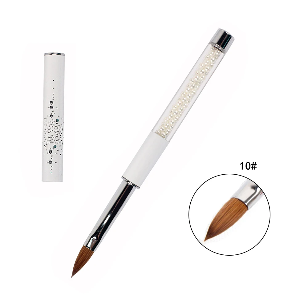 SIZE 10 ANGNYA/1 шт., акриловая кисть для маникюра из колинского соболя 2#4#6#8#10#, розовые стразы, декорированные металлическими ручными кистями для ногтей, сделай сам, для рисования ногтей - Цвет: SIZE 10