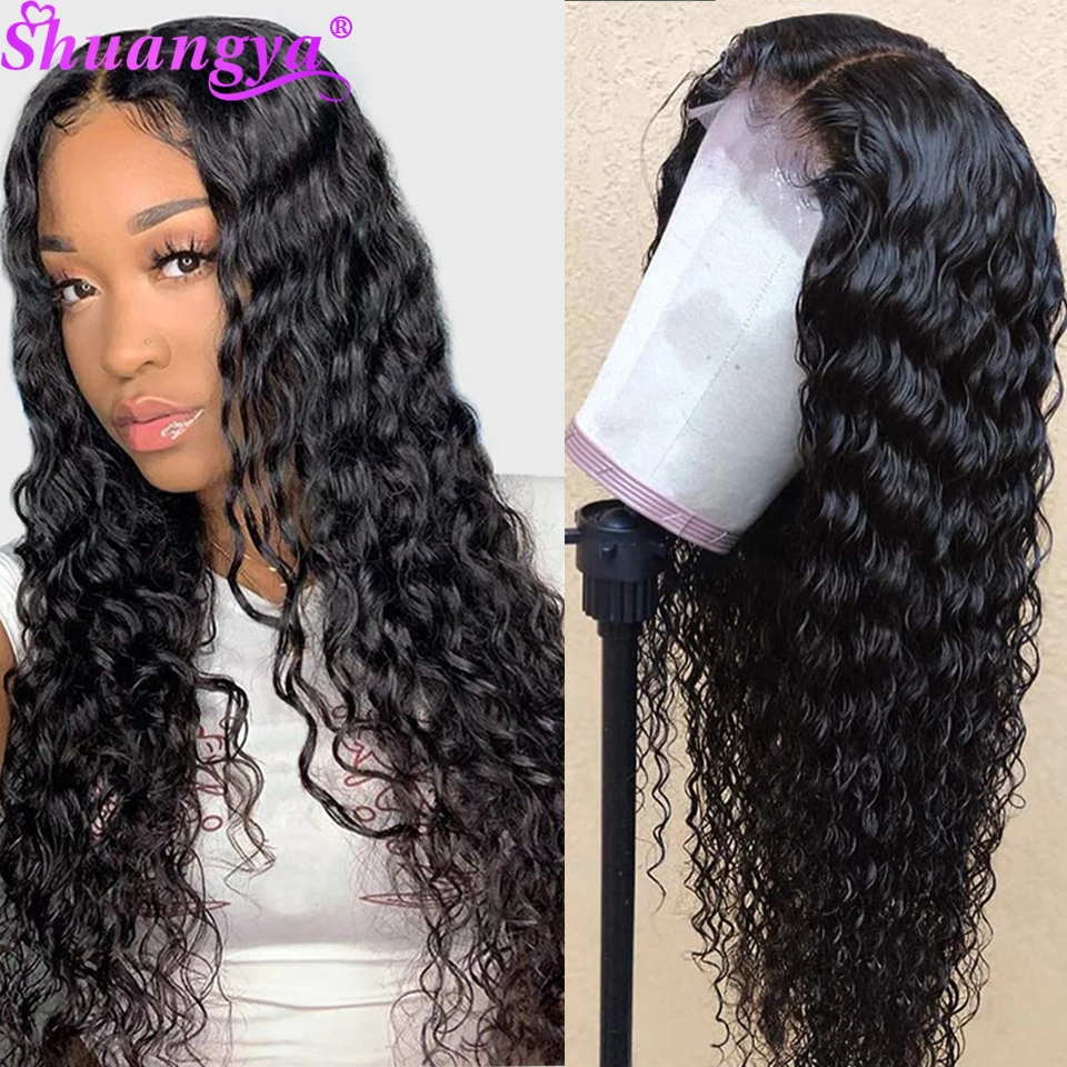 Peruvian Deep Wave Lace Wig 4x4 Lace Closure Wig 100% Remy Human Hair Lace Wigs Transparent Deep Curly 5X5 HD Lace Closure Wig