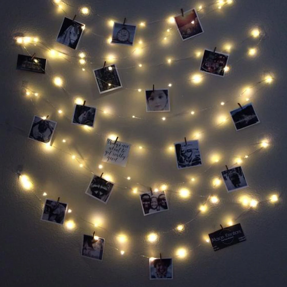 2 м/5 м/10 м гирлянда карта фото зажим USB батарея светодиодный сказочные огни