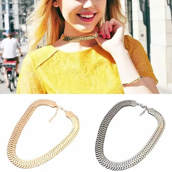 

HOT!!!! Women's Fashion Luxury Thick Chain Alloy Link Bib Choker Necklace Jewelry Gift Cool hip-hop style necklace golden silver