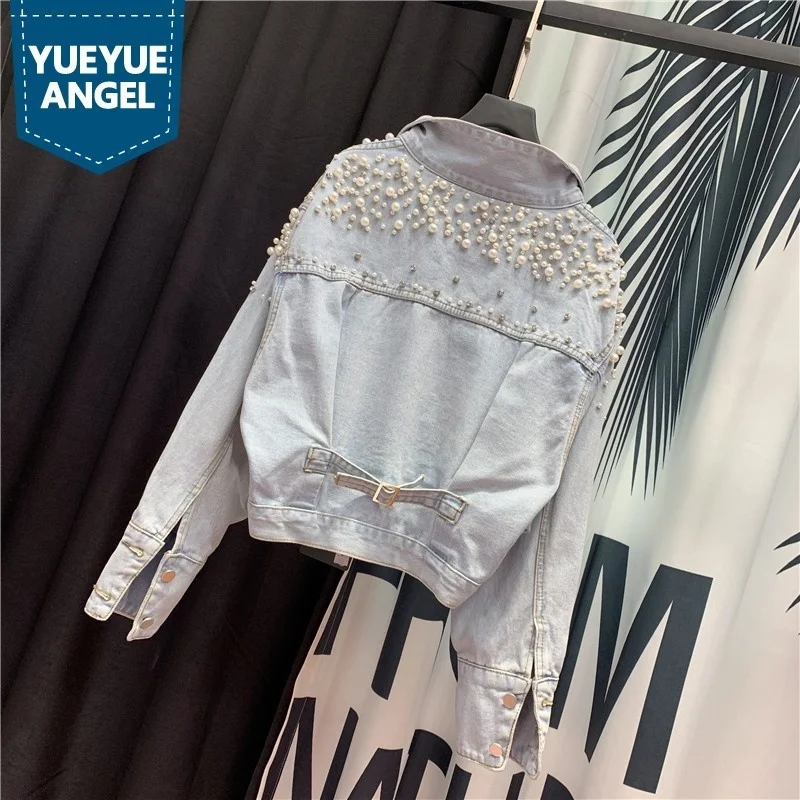 Куртка женская джинсовая с рукавами летучая мышь и вышивкой