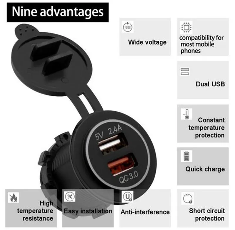 Новое быстрое автомобильное зарядное устройство QC 3 0 с двумя USB