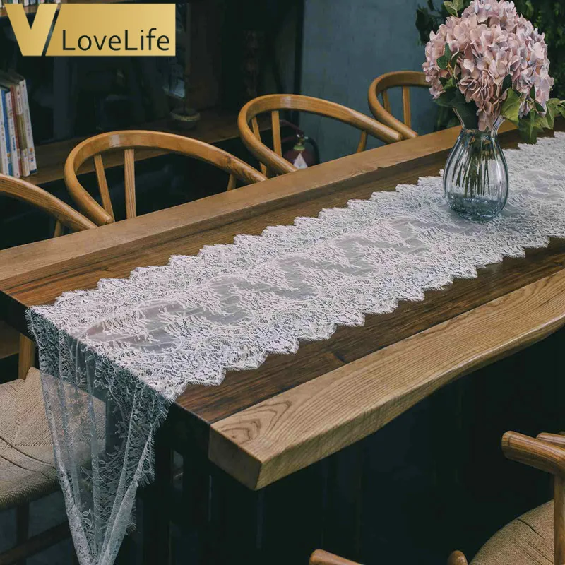 Украшение для свадебного стола в стиле бохо, 40 х300 см, цветочный узор, белый кружевной стол, деревенский шик, свадебные принадлежности для вечеринок Украшение для свадебного стола в стиле бохо, 40 х300 см, цветочный узор, белый кружевной стол, деревенский шик, свадебные принадлежности для вечеринок