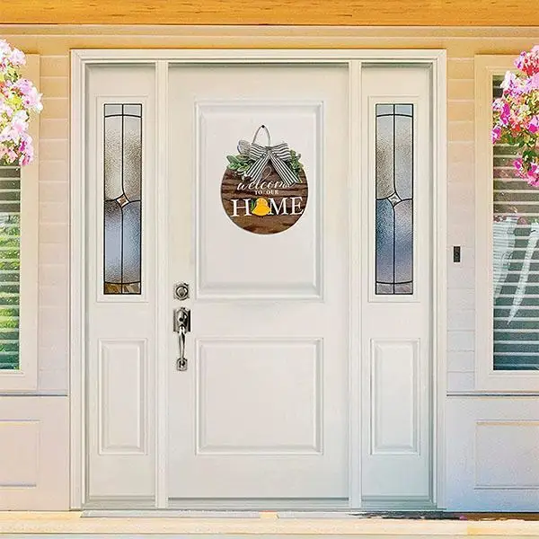 

Interchangeable Door Hanging Wreath Wall Hanging Decor Wooden Door Hanger Round Outdoor Hanging Vertical Sign Home Decoration